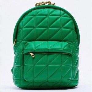 Zara Emerald Green Quilted Backpack